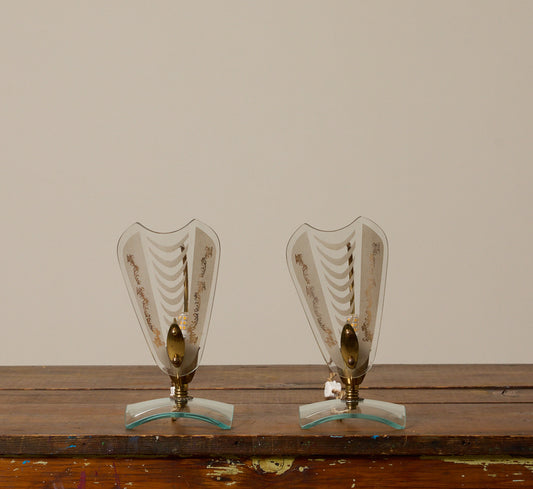 PAIR OF PETITE MIDCENTURY ITALIAN GLASS TABLE LAMPS