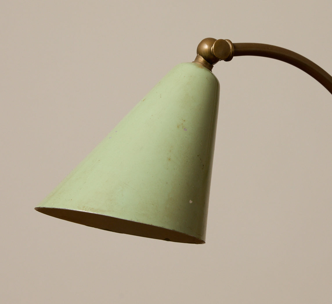 1940S ITALIAN MINT GREEN & BRASS TABLE LAMP