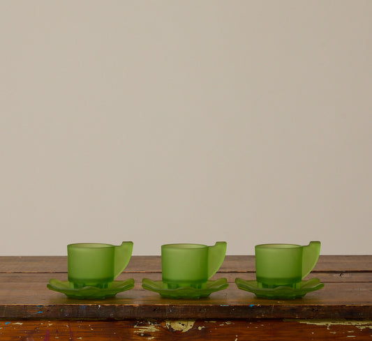 MODERNIST GREEN PRESSED GLASS TEA SET BY BAS VAN BEEK