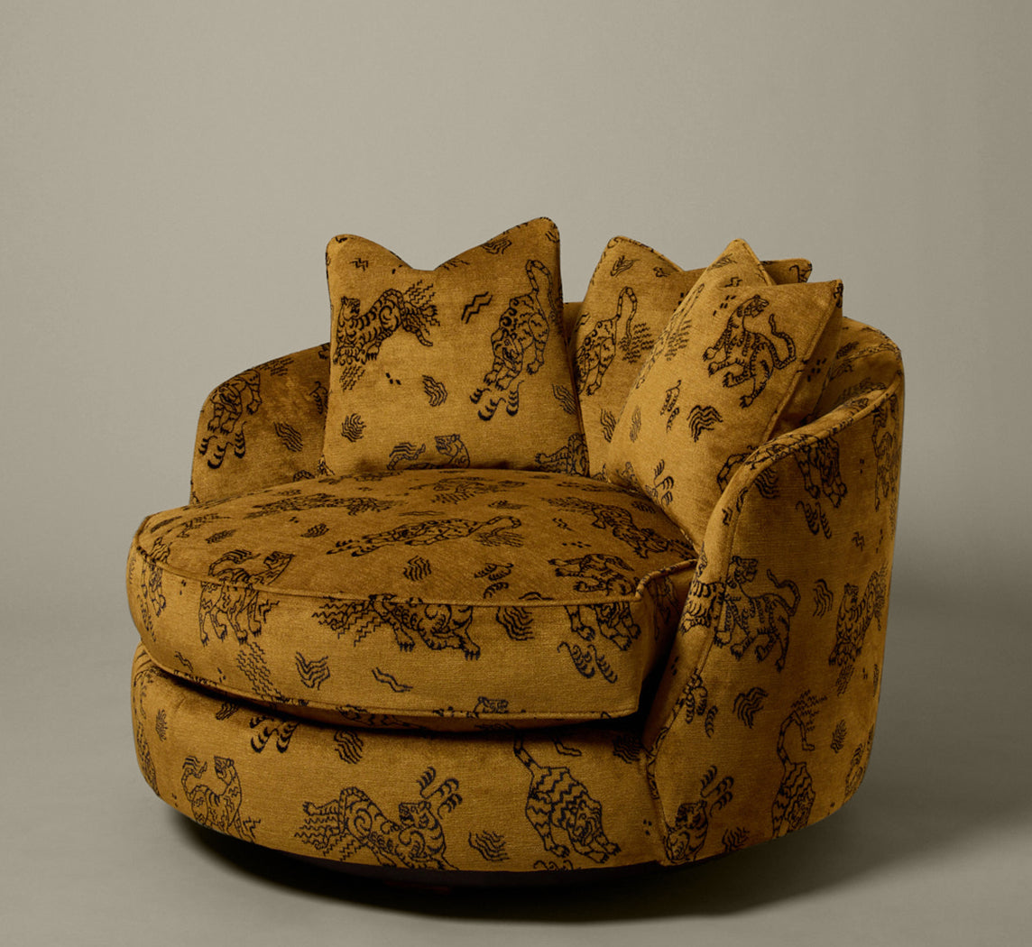 OVERSIZED ADRIAN PEARSALL SWIVEL LOUNGE CHAIR IN KINABALU VELVET