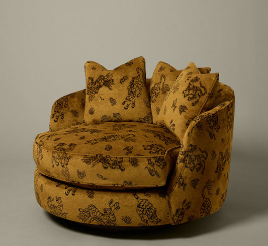 OVERSIZED ADRIAN PEARSALL SWIVEL LOUNGE CHAIR IN KINABALU VELVET