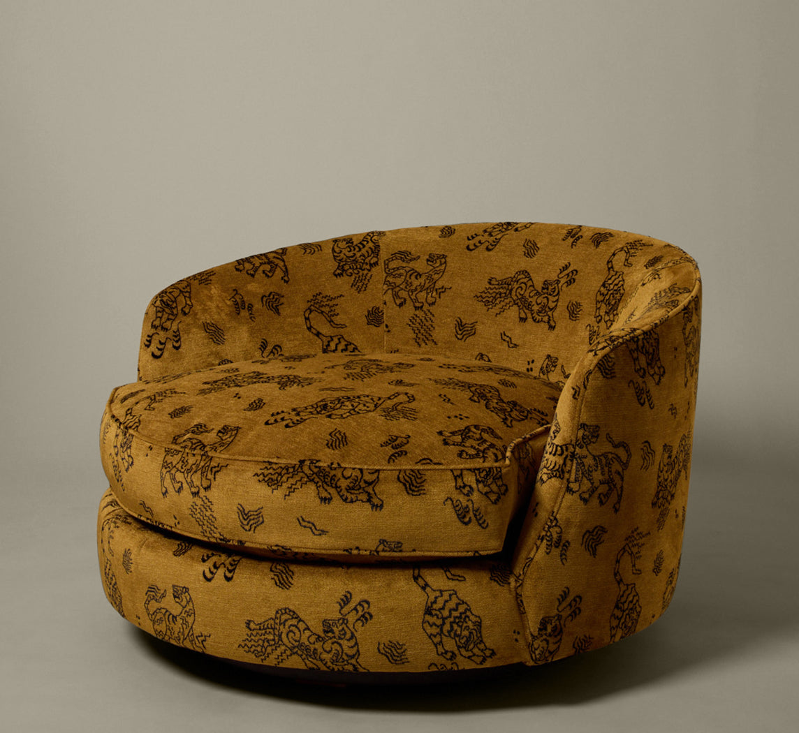 OVERSIZED ADRIAN PEARSALL SWIVEL LOUNGE CHAIR IN KINABALU VELVET