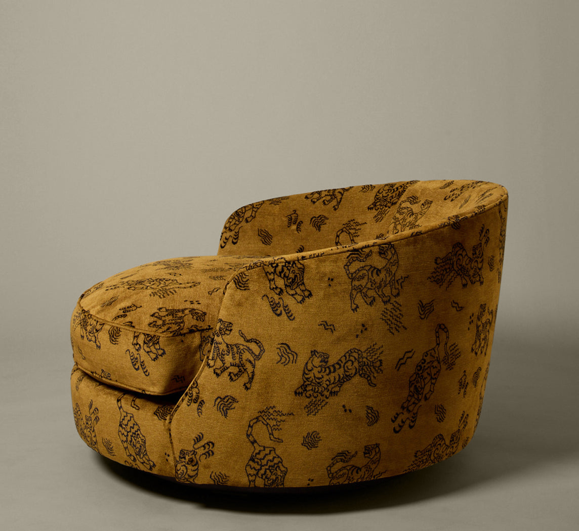 OVERSIZED ADRIAN PEARSALL SWIVEL LOUNGE CHAIR IN KINABALU VELVET