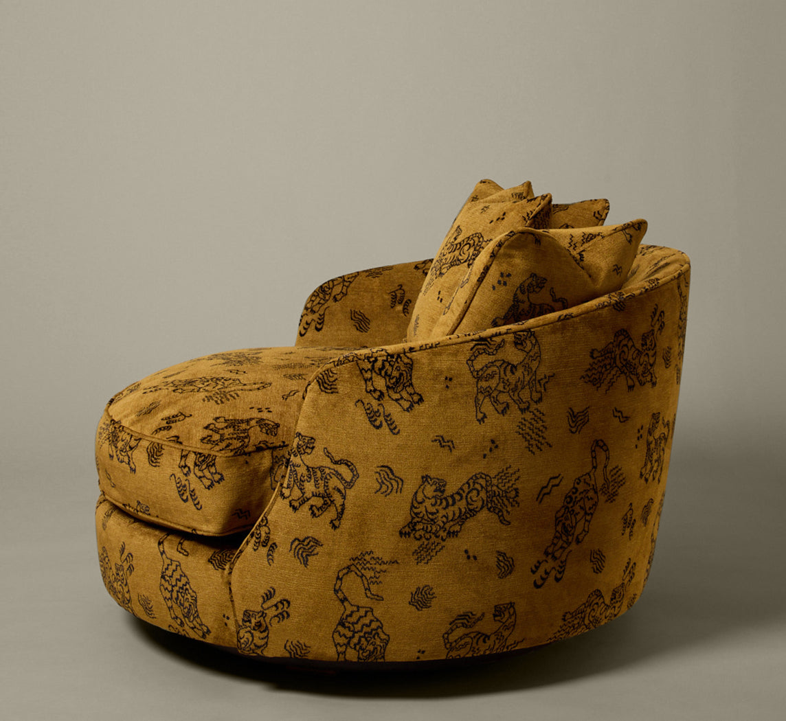 OVERSIZED ADRIAN PEARSALL SWIVEL LOUNGE CHAIR IN KINABALU VELVET