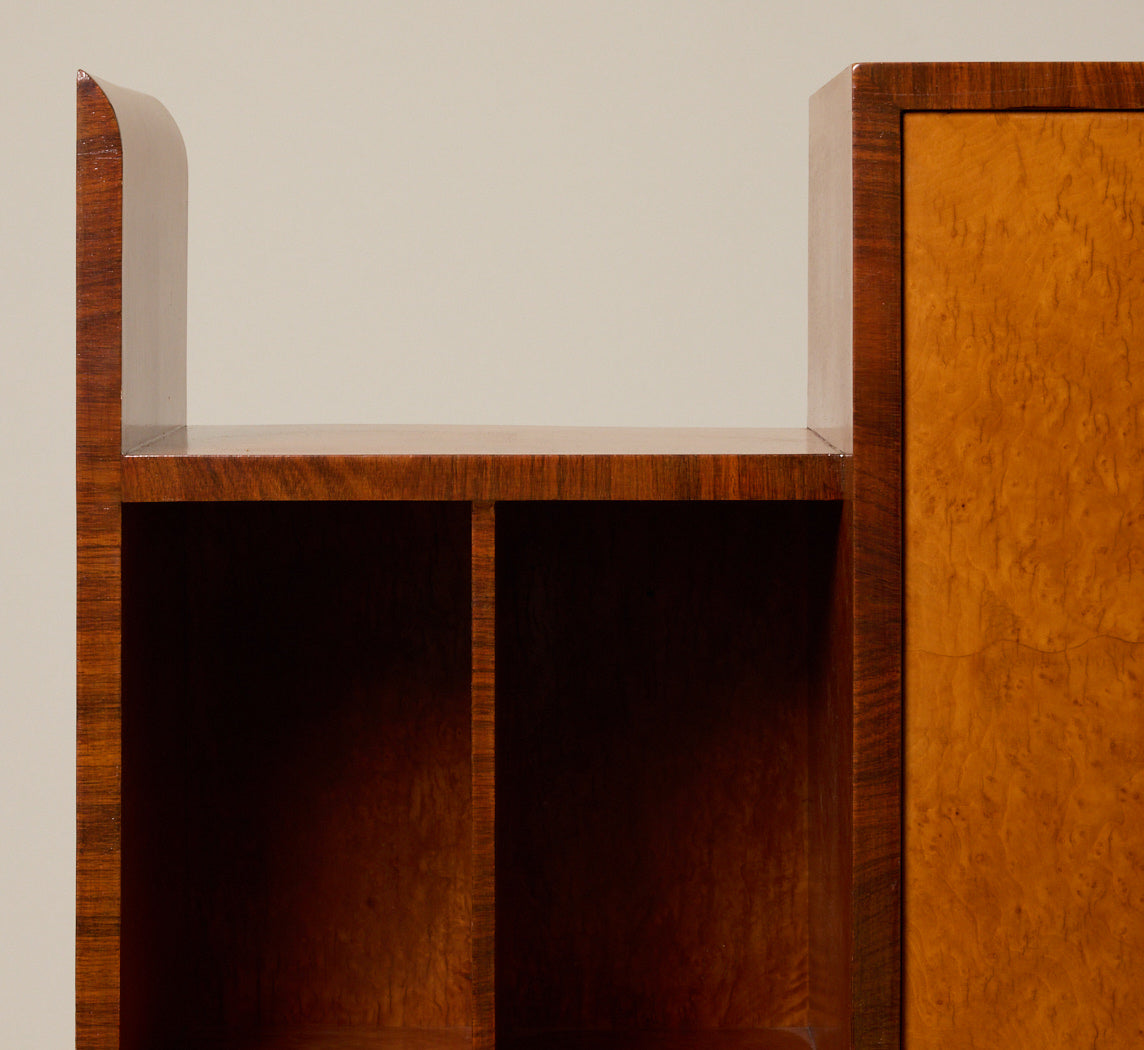 1930S ITALIAN ART DECO CURVED BURLWOOD CABINET