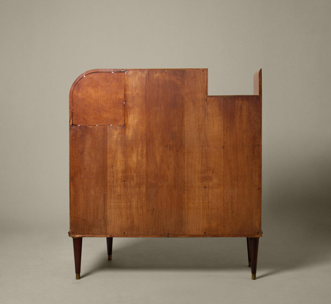 1930S ITALIAN ART DECO CURVED BURLWOOD CABINET