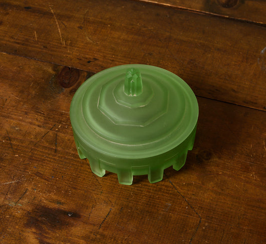 VINTAGE ART DECO FROSTED GREEN TRINKET BOX