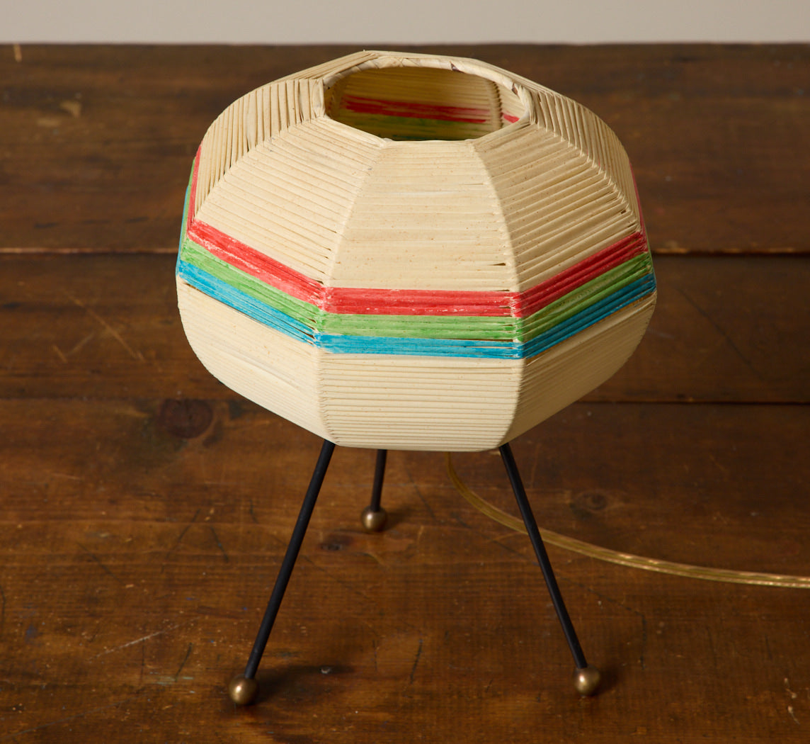 1950S ITALIAN RAFFIA TRIPOD TABLE LAMP