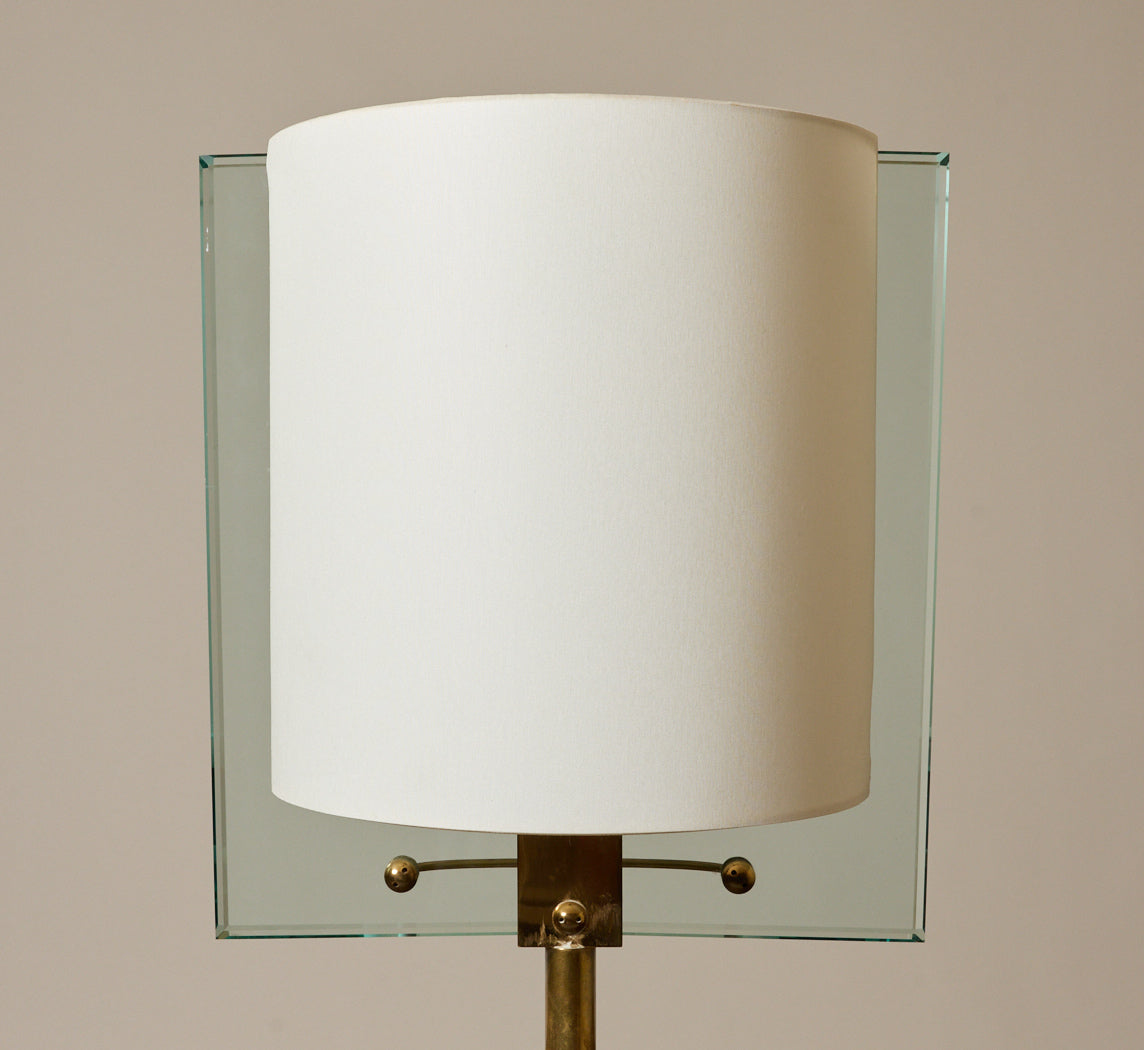 MODERNIST BRASS & GLASS TABLE LAMP BY NATHALIE GRENON FOR FONTANA ARTE