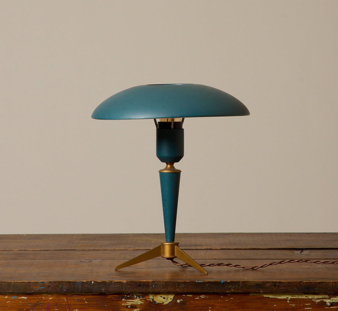 1950S GREEN TRIPOD LAMP BY LUIS KALFF