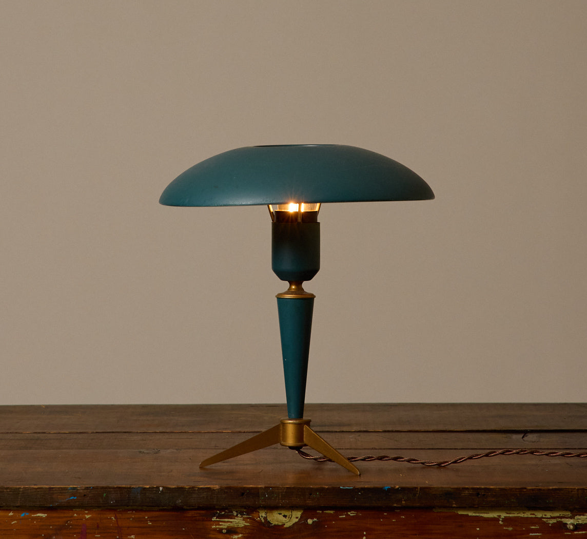 1950S GREEN TRIPOD LAMP BY LUIS KALFF