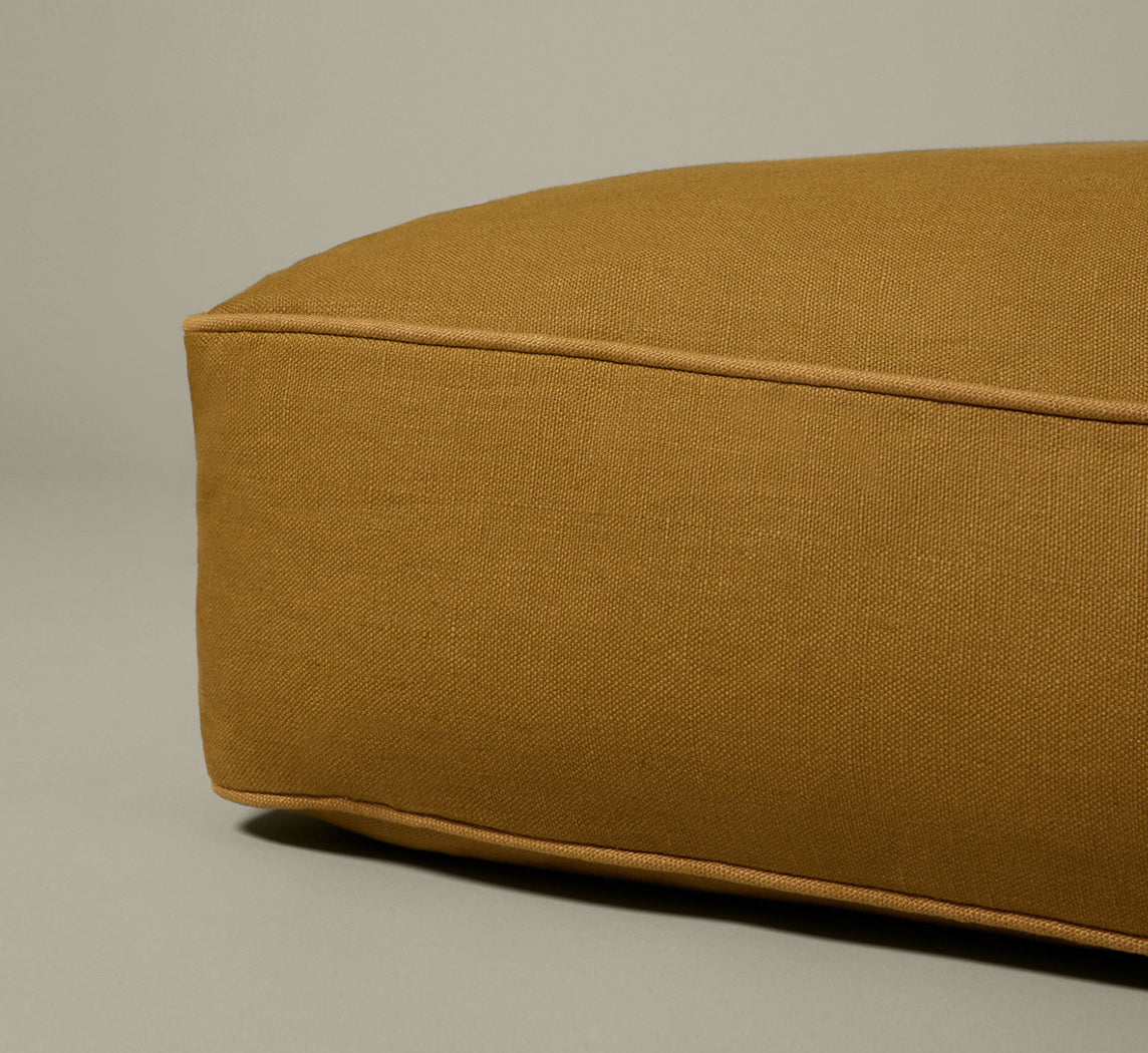 PIERCE & WARD DOG BED IN CUMIN WITH TURMERIC PIPING (MULTIPLE SIZES)