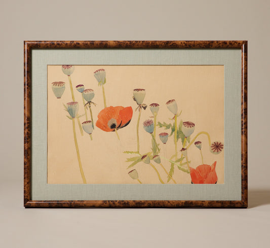EARLY 19TH CENTURY AMERICAN POPPY WATERCOLOR