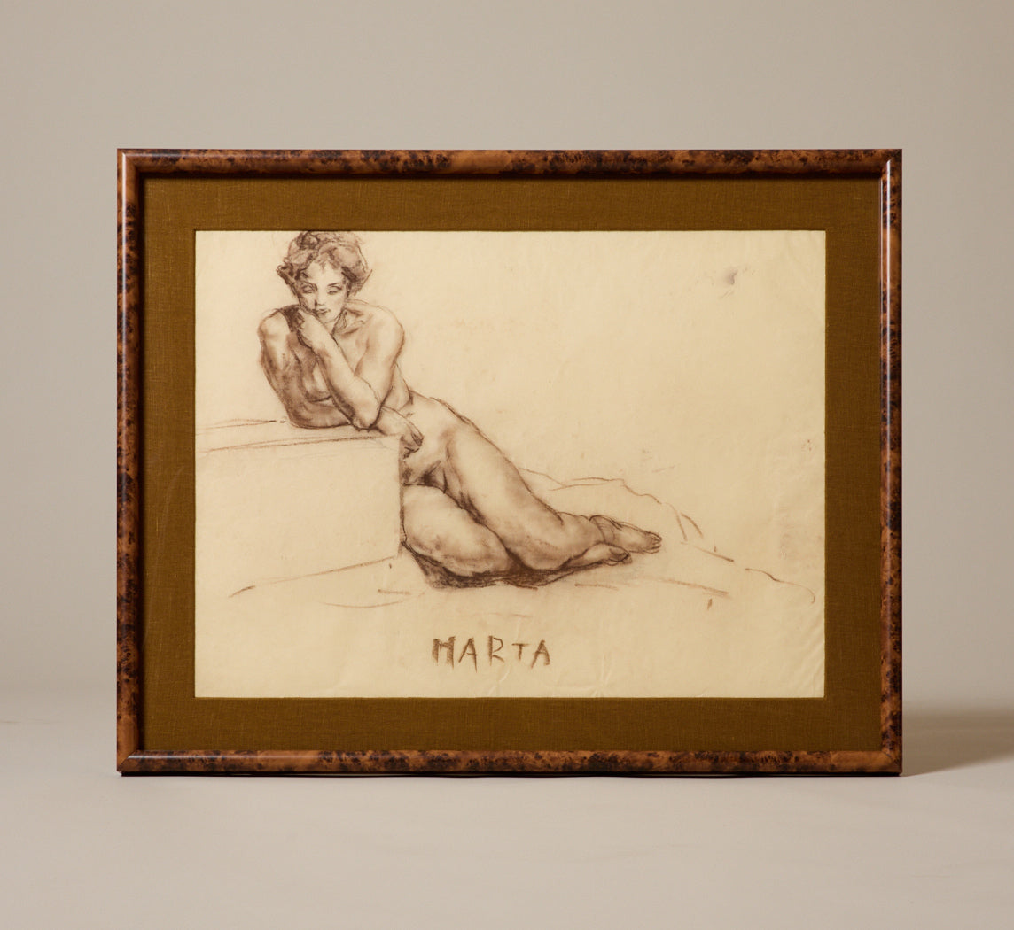 EARLY 20TH CENTURY VIENNESE SEATED FEMALE NUDE FIGURE STUDY BY FELIX ALBRECHT HARTA (1884-1967)