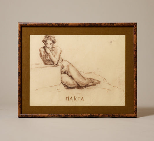 EARLY 20TH CENTURY VIENNESE SEATED FEMALE NUDE FIGURE STUDY BY FELIX ALBRECHT HARTA (1884-1967)