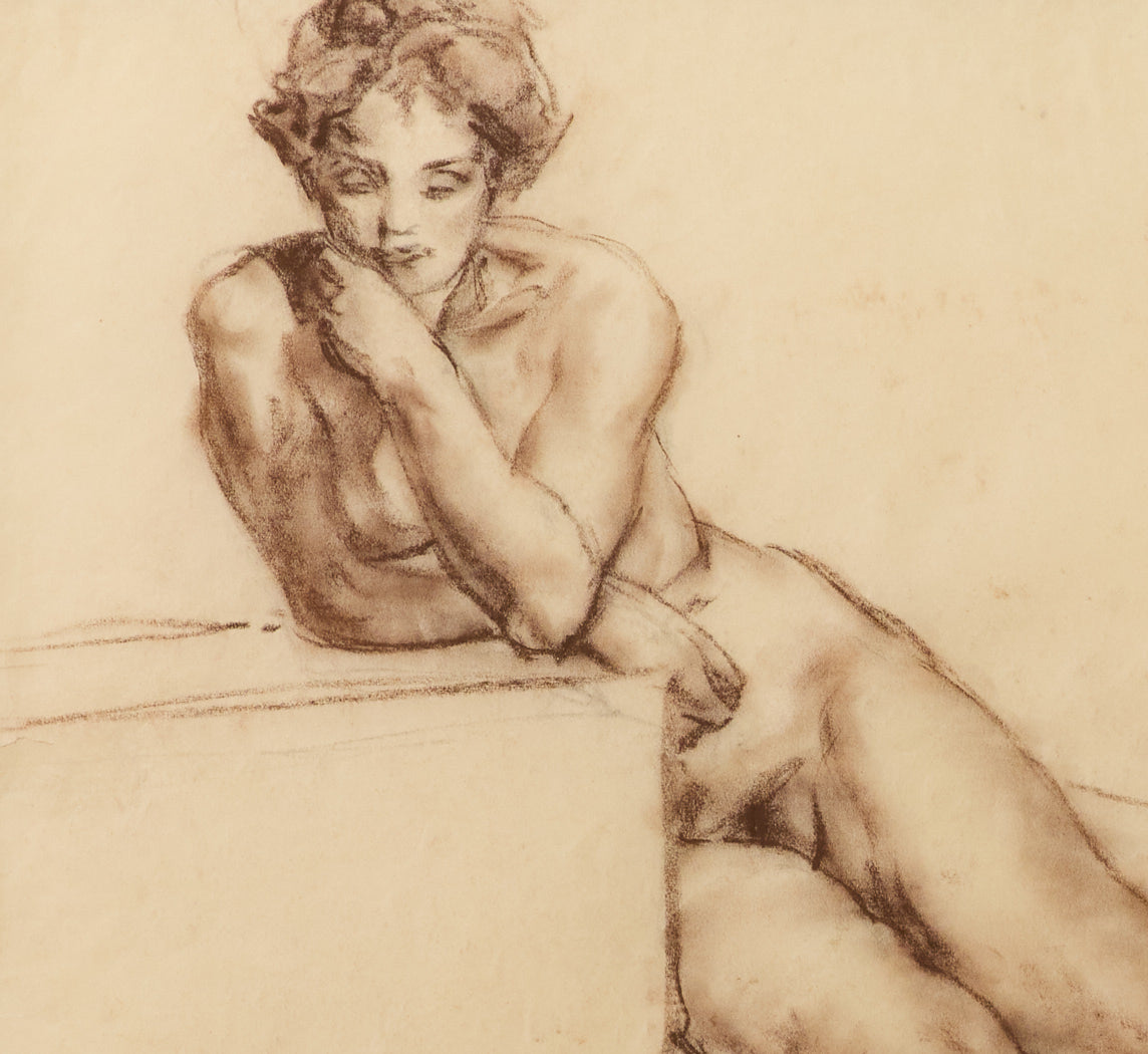 EARLY 20TH CENTURY VIENNESE SEATED FEMALE NUDE FIGURE STUDY BY FELIX ALBRECHT HARTA (1884-1967)