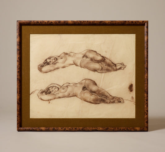 EARLY 20TH CENTURY VIENNESE DOUBLE RECLINING NUDE FIGURE STUDY BY FELIX ALBRECHT HARTA (1884-1967)