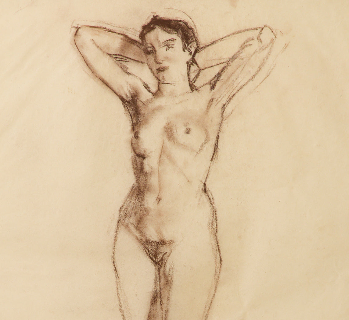 EARLY 20TH CENTURY VIENNESE POSED NUDE FIGURE STUDY BY FELIX ALBRECHT HARTA (1884-1967)