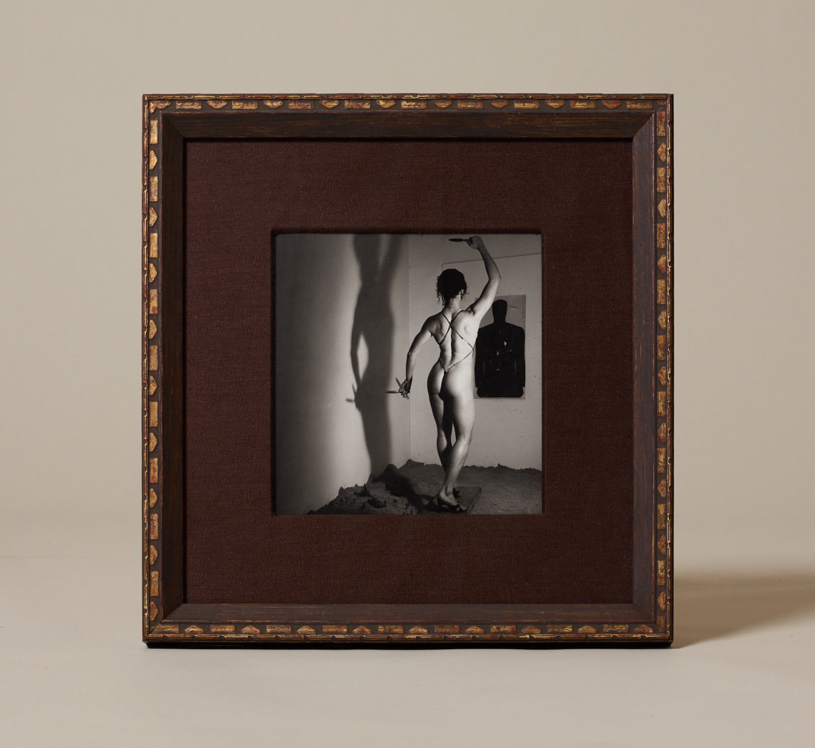 "LISA LYON WITH KNIVES" GELATIN SILVER PRINT BY HELMUT NEWTON (1920-2004), SIGNED BY LISA LYON