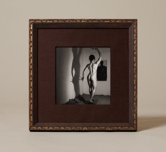 "LISA LYON WITH KNIVES" GELATIN SILVER PRINT BY HELMUT NEWTON (1920-2004), SIGNED BY LISA LYON