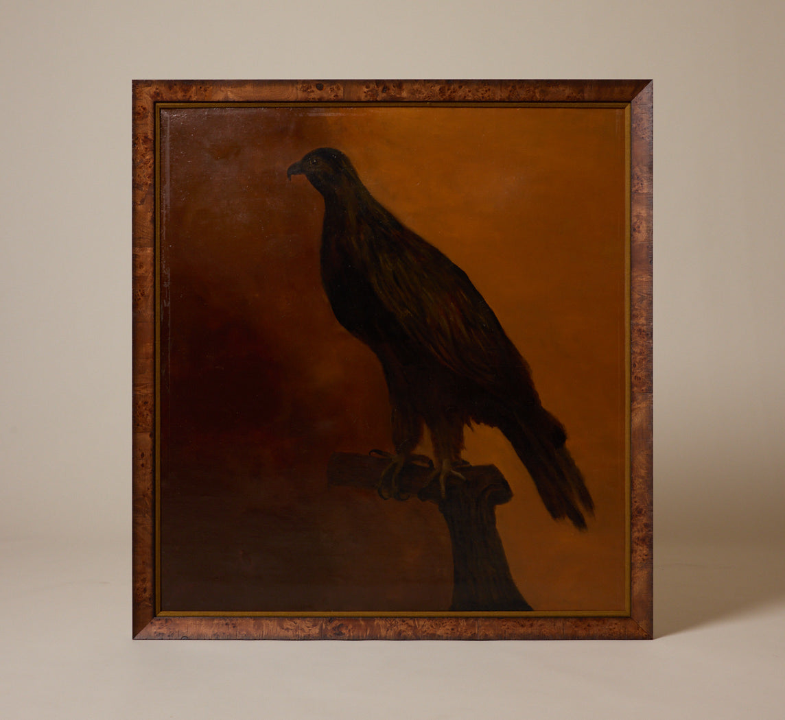 EARLY 19TH CENTURY AMERICAN SCHOOL PERCHED HAWK PORTRAIT
