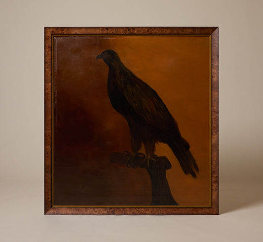 EARLY 19TH CENTURY AMERICAN SCHOOL PERCHED HAWK PORTRAIT