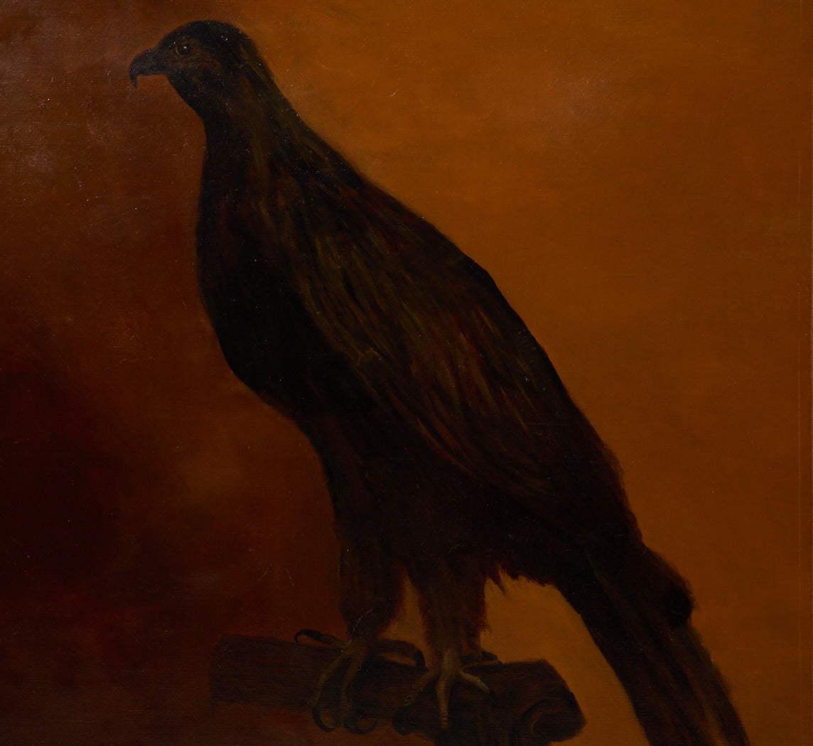 EARLY 19TH CENTURY AMERICAN SCHOOL PERCHED HAWK PORTRAIT