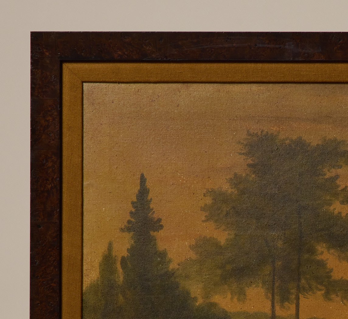 EARLY AMERICAN FOLK ART HUDSON RIVER LANDSCAPE