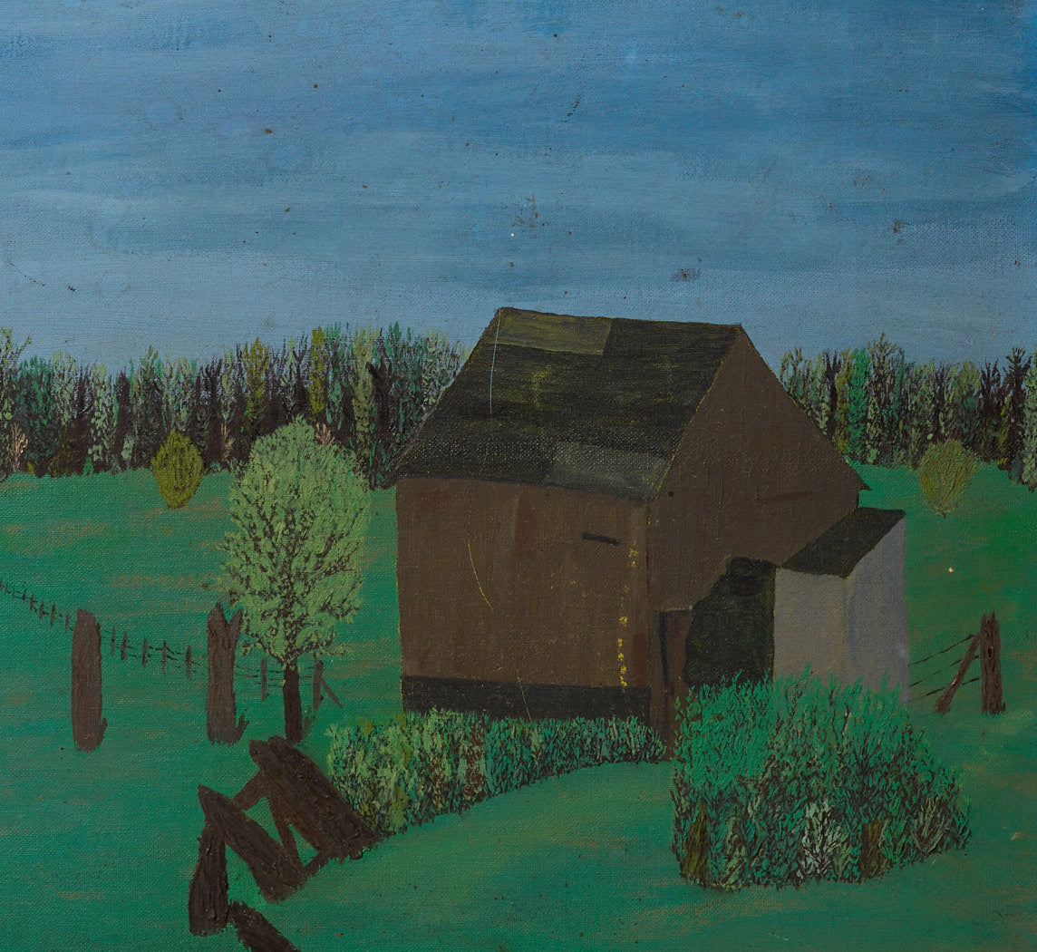 20TH CENTURY FOLK ART BARN LANDSCAPE