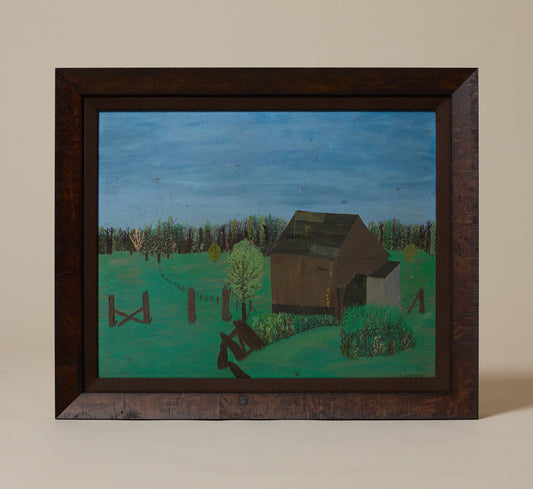 20TH CENTURY FOLK ART BARN LANDSCAPE