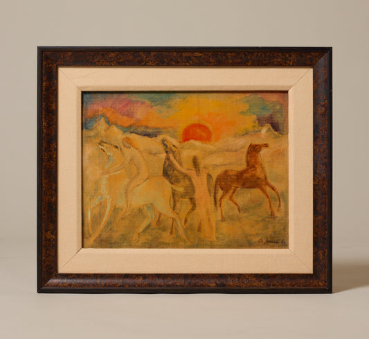 1960S EXPRESSIONIST GOLDEN HOUR HORSEBACK SCENE