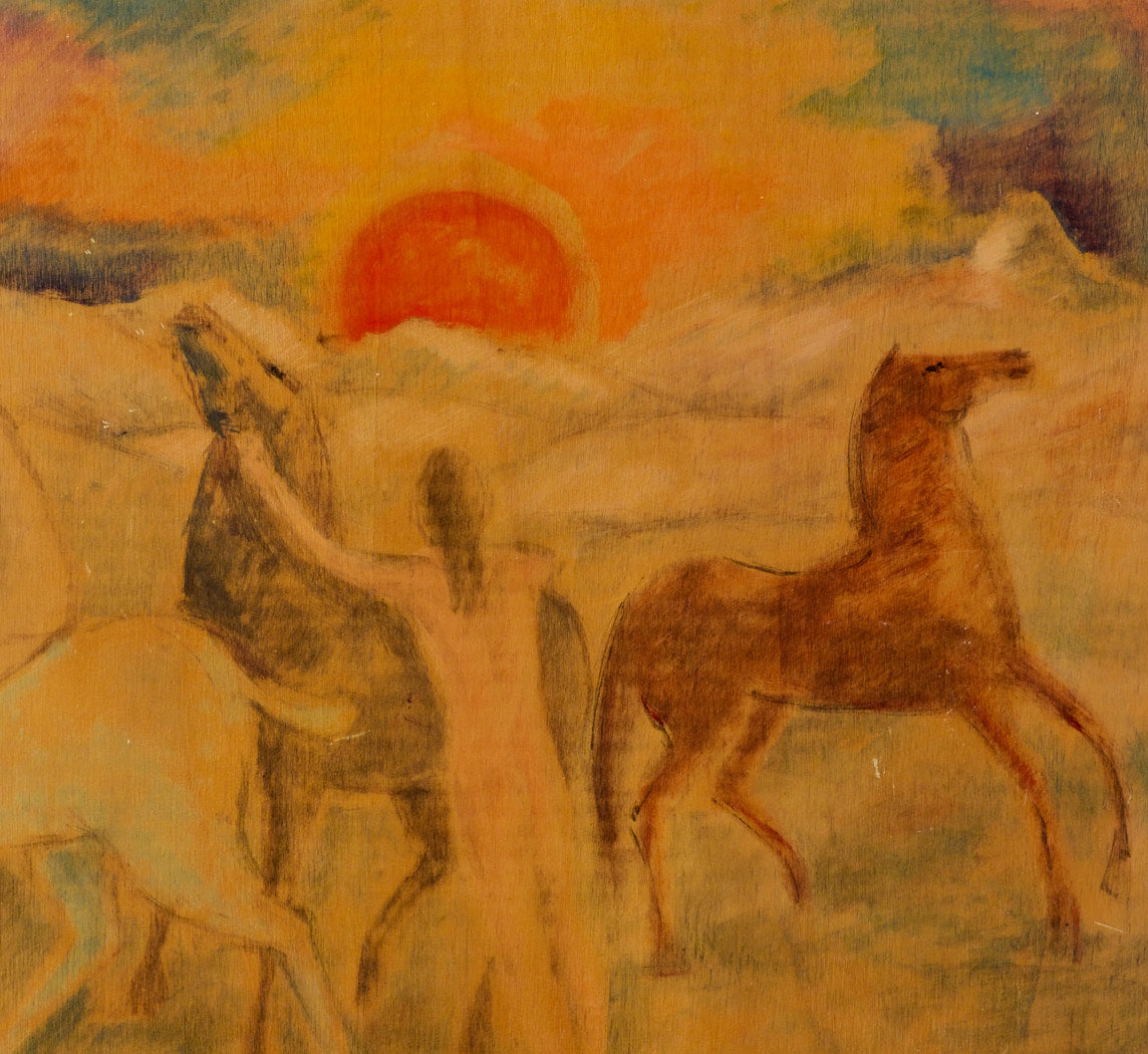 1960S EXPRESSIONIST GOLDEN HOUR HORSEBACK SCENE
