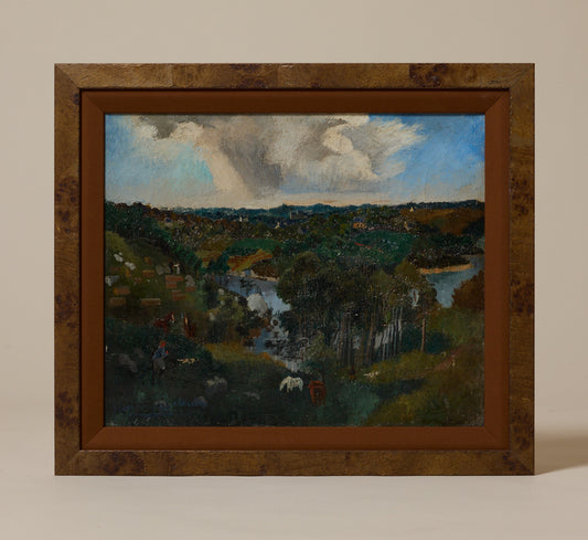 EARLY 20TH CENTURY FRENCH VILLAGE LANDSCAPE
