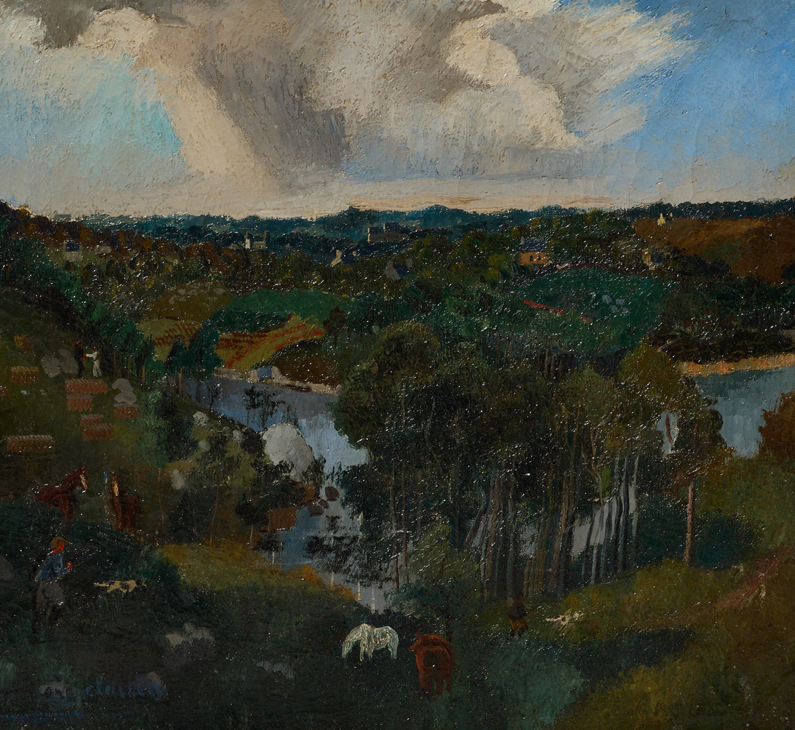 EARLY 20TH CENTURY FRENCH VILLAGE LANDSCAPE