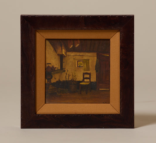 PETITE EARLY 20TH CENTURY BELGIAN SCHOOL INTERIOR SCENE