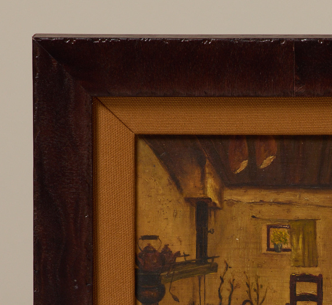 PETITE EARLY 20TH CENTURY BELGIAN SCHOOL INTERIOR SCENE