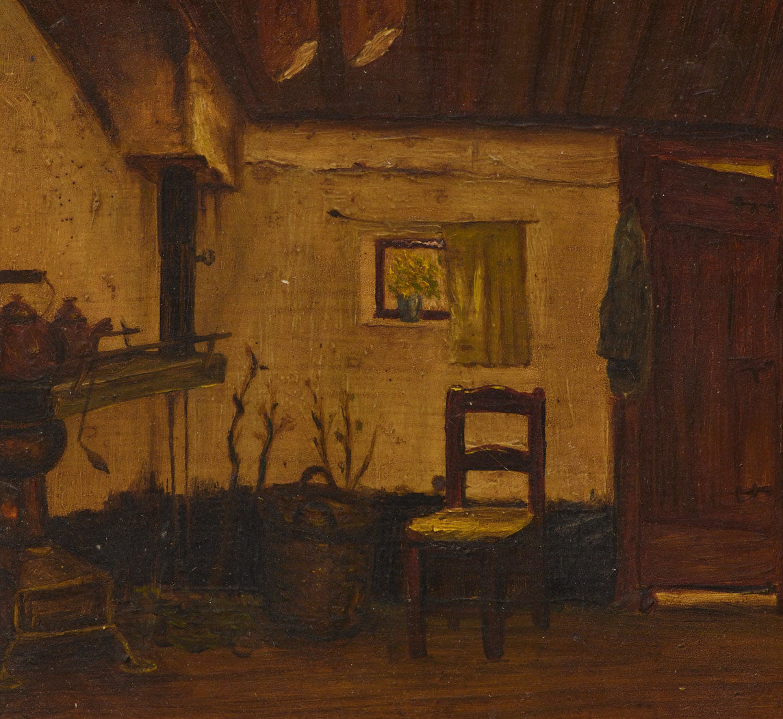 PETITE EARLY 20TH CENTURY BELGIAN SCHOOL INTERIOR SCENE