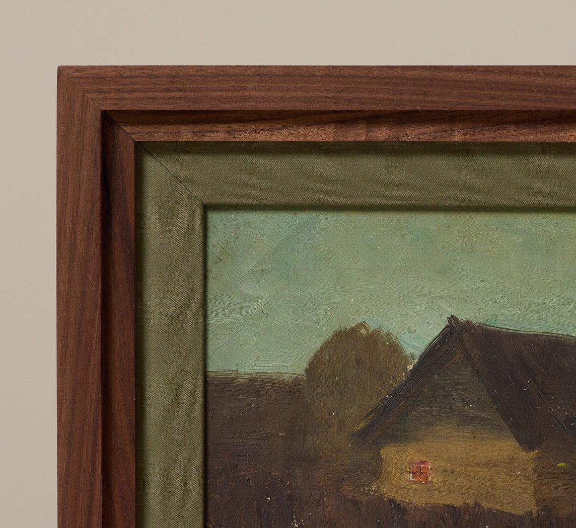EARLY 20TH CENTURY NIGHTFALL VILLAGE LANDSCAPE