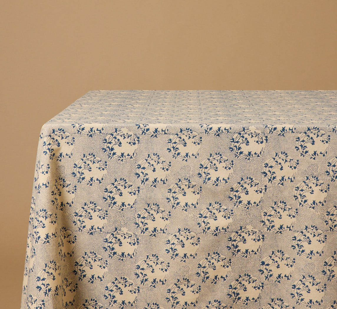 PIERCE & WARD TABLECLOTH IN BLUE MOON FLORAL