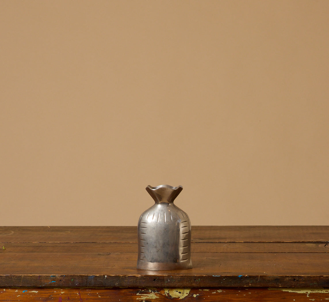 PETITE VINTAGE SILVER PLATED BAG VASE