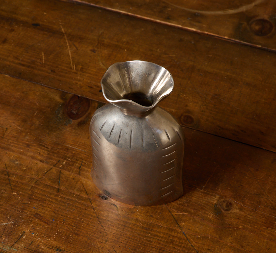 PETITE VINTAGE SILVER PLATED BAG VASE