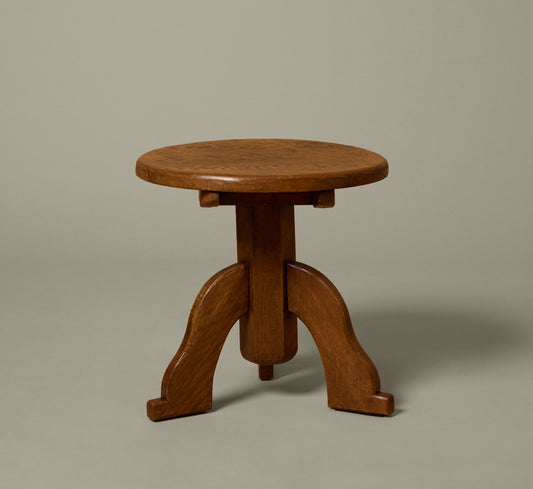 1960S DUTCH BRUTALIST OAK SIDE TABLE