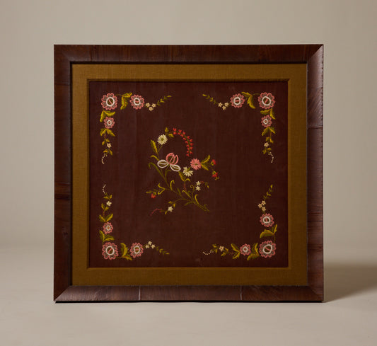 ANTIQUE FLORAL EMBROIDERED TEXTILE