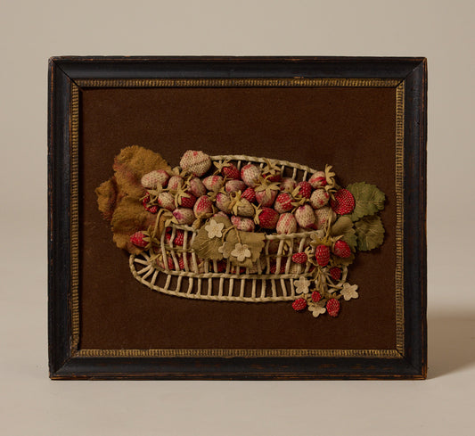 ENGLISH STRAWBERRY BASKET FELTWORK, C. 1860