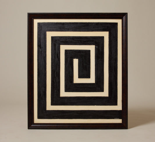 1970S OP ART GREEK KEY COMPOSITION