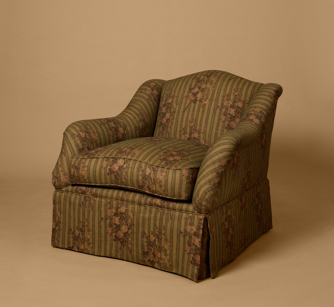 VINTAGE ARMCHAIR IN PIERCE & WARD LADY MADONNA WITH SKIRT