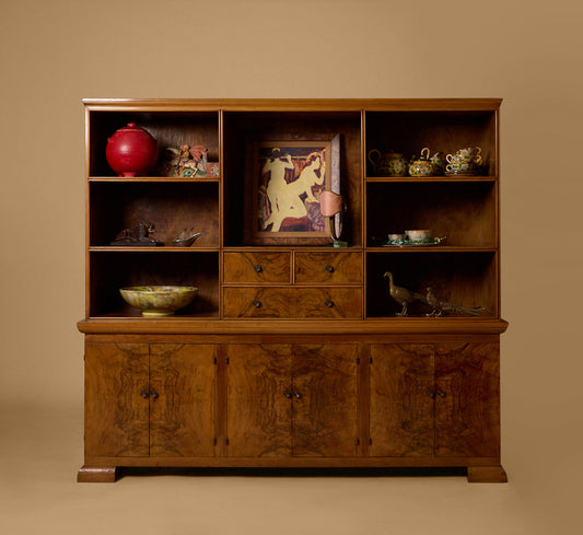 1940S ITALIAN WALNUT BURLWOOD BOOKCASE BY MARIO QUARTI