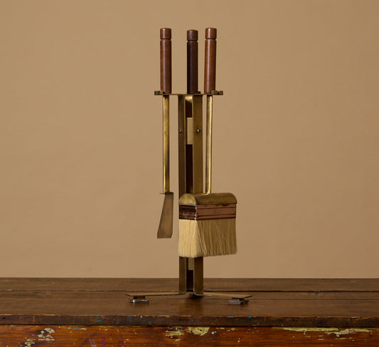 RARE 1950S ITALIAN BRASS FIREPLACE TOOL SET