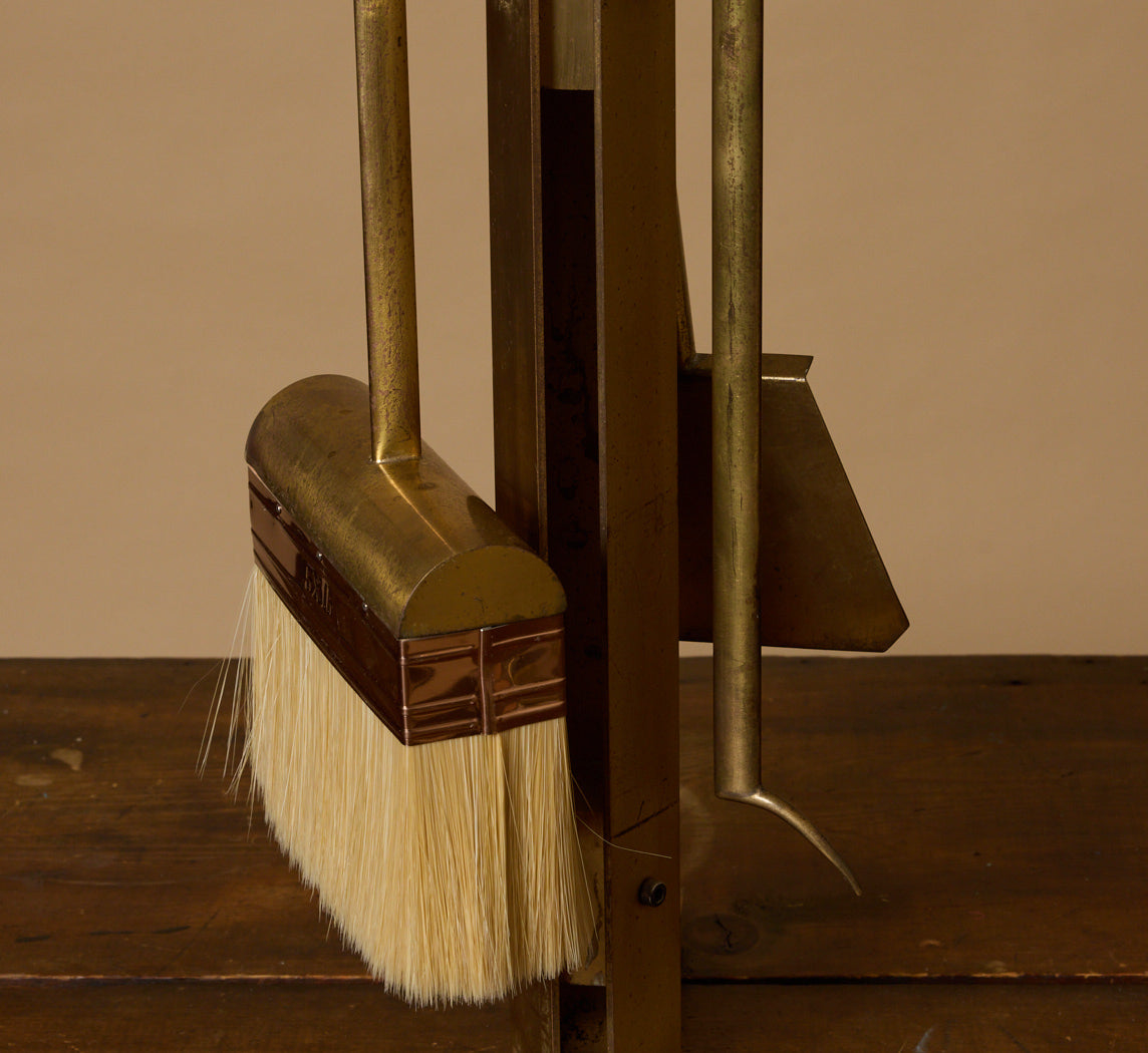 RARE 1950S ITALIAN BRASS FIREPLACE TOOL SET