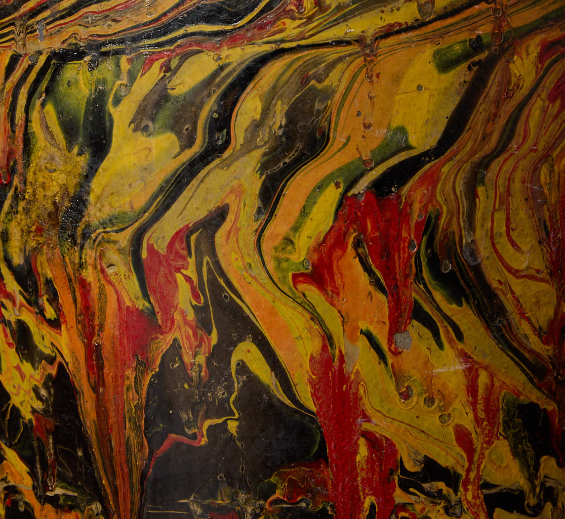 ANTIQUE YELLOW & RED DRIP GLAZED JAR